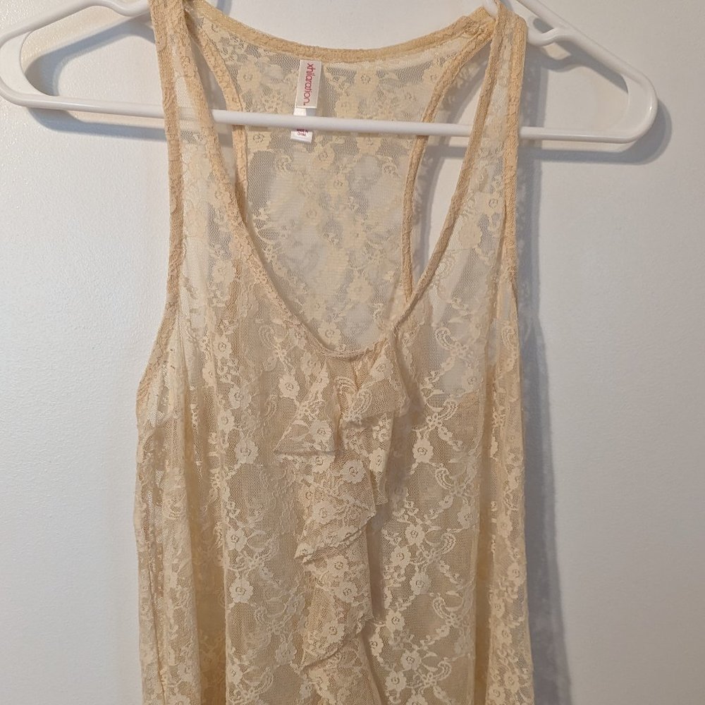 Xhilaration Cream Lace Tank Top Size Small